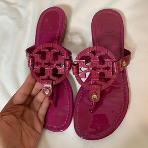 Tory Burch Pink Leather Miller Flats